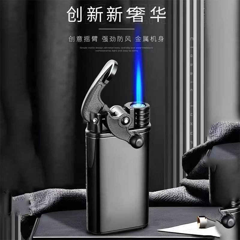 新款创意摇臂打火机网红爆款防风直冲定 制广告刻字logo金属批发|undefined