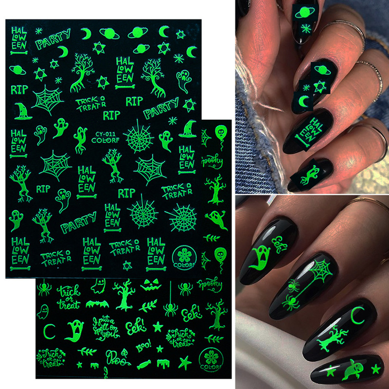 2022 Cross-border nail Art Stickers ins Halloween Theme Skull Pumpkin Luminous Self-adhesive nail Stickers 2022 Cross-border nail Art Stickers ins Halloween Theme Skull Pumpkin Luminous Self-adhesive nail Stickers