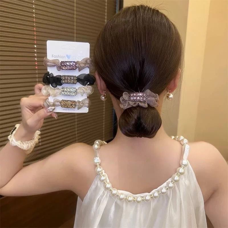 Mesh cuadrado diamante anillo de pelo intestino grueso coreano atado cabello delicado cuerda de cabeza mujer 2025 nuevo cinturón de cuerda de cabello de alta calidad
