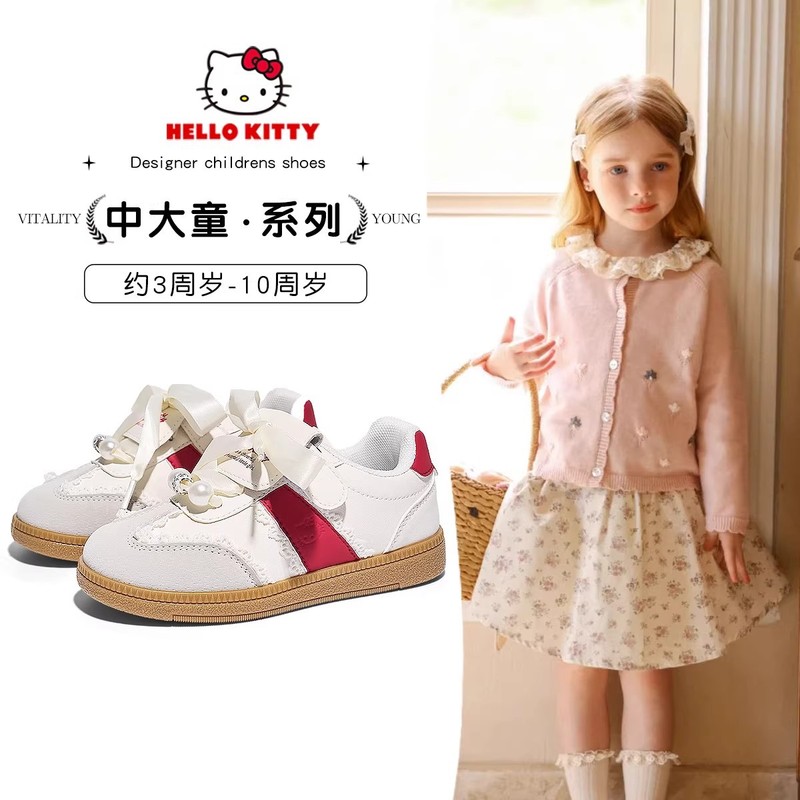 HelloKitty女童板鞋2025春秋新款芭蕾风儿童小白鞋轻便休闲运动鞋|undefined
