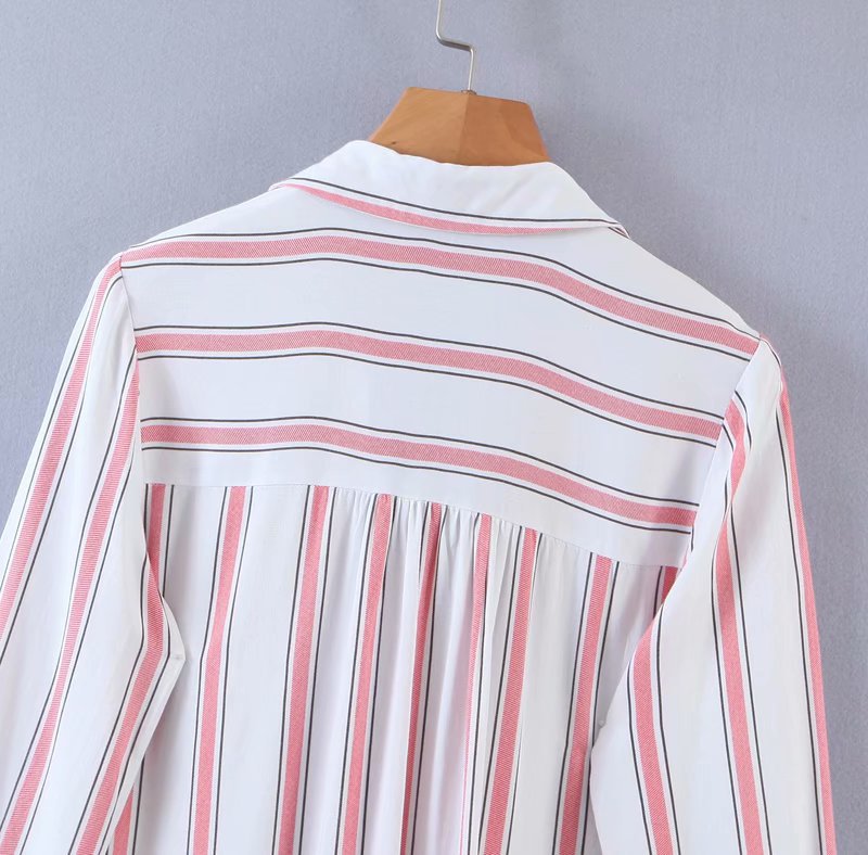 stripes mid-length long-sleeved shirt  NSAM38360