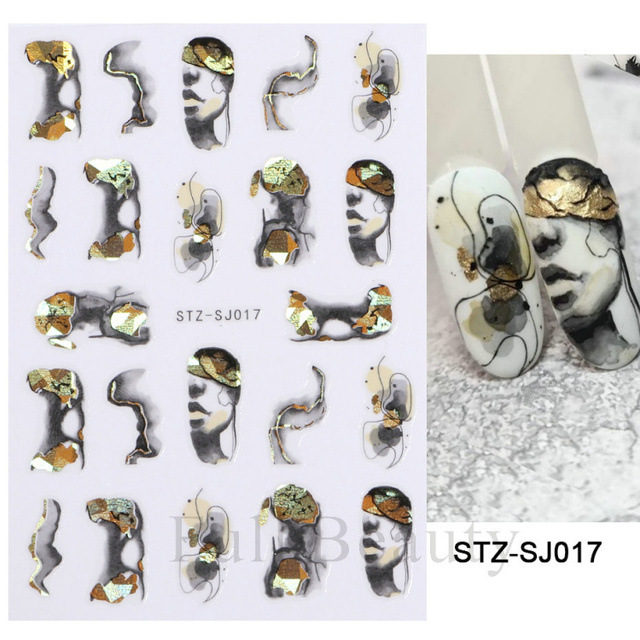 国境を越えた新しいネイルシールins3d花の箔押し線のバックゴム爪貼りネイルシール卸売りnail|undefined