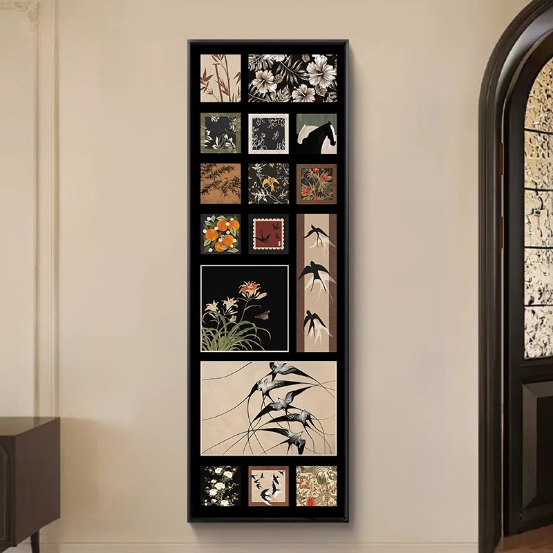 中古风装饰画挂画客厅玄关挂画高级感入户正对门玄关装饰画高级感