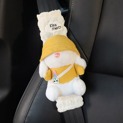 Car Anti-Wear and Anti-Strangle Shoulder – Seat belt shoulder pad - 1-piece-yellow-rabbit-puff-shoulder-cover