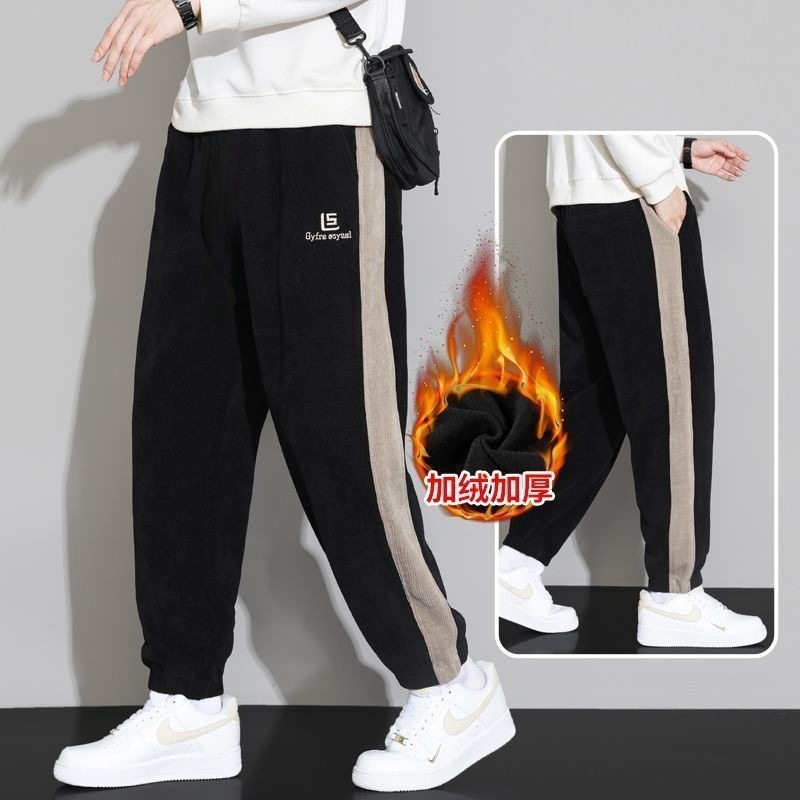 耐摩耗性出勤作業服男性カジュアルパンツ秋冬タイプのベルベットは、非磁性の鉄の束のないコーデュロイのズボンを厚くしています|undefined