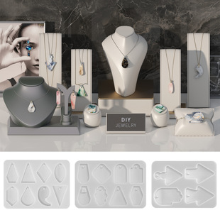 Light boat cross-border crystal drop earrings pendant silicone mold resin diy earrings mirror geometric drop mold