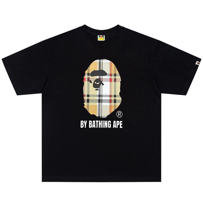 Cross-border foreign trade wholesale BAPE ape head pure cotton short-sleeve casual loose tops for men and women, couples' round-neck T-shirts
