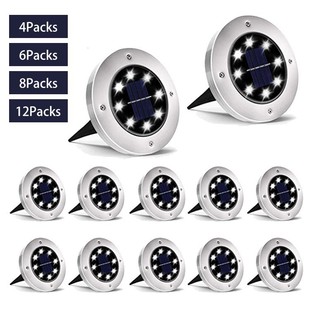 Solar underground lamp 8LED stainless steel outdoor new plug-in lawn lamp garden rain-proof Villa floor lamp