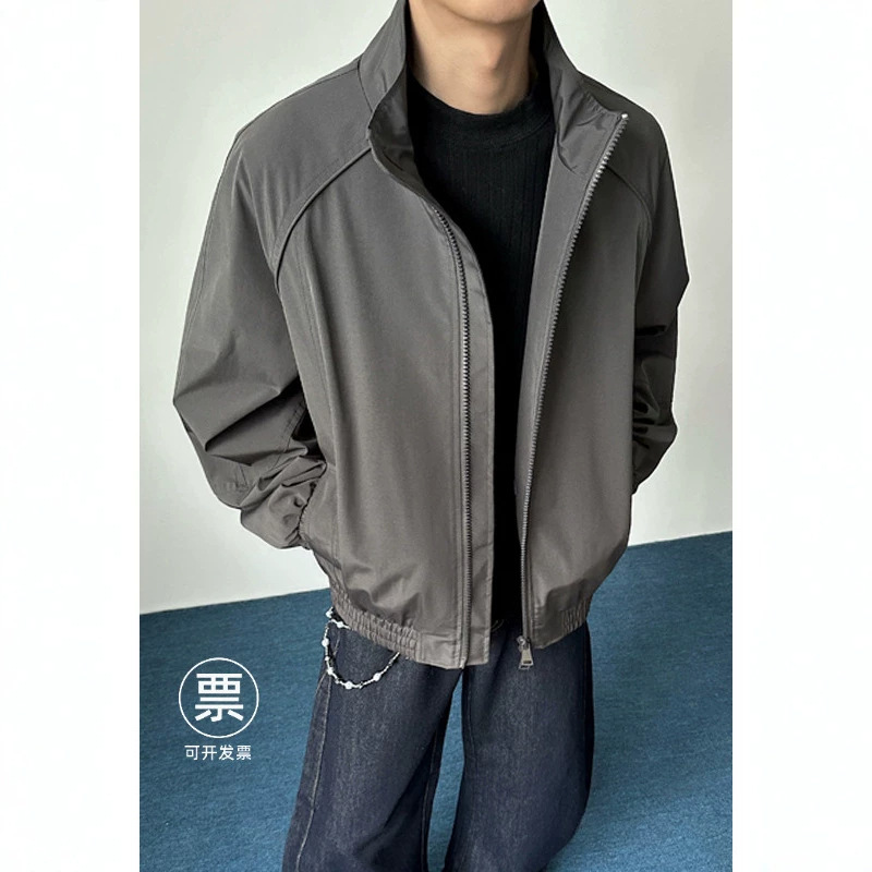 Cleanfit Deconstructed Stand-Collar Bomber Jacket Men's American-Style Short Baseball Jacket Silhouette Straight-Shoulder Workwear Jacket Cleanfit Deconstructed Stand-Collar Bomber Jacket Men's American-Style Short Baseball Jacket Silhouette Straight-Shoulder Workwear Jacket