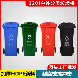 120l Large Outdoor Outdoor Sanitation with Cover Foot Pedal Commercial Thickened Classified Plastic Trash Wholesale