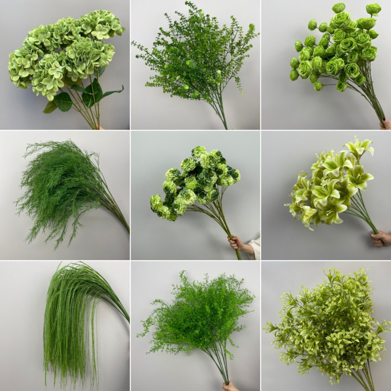 婚庆花艺绿植凤尾叶子尤加利金钱草布置绿色花材塑料婚礼道具