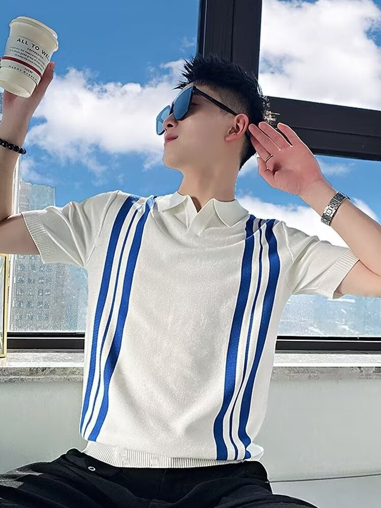 Mayorista masculino juvenil japonés nueva moda polo camisa de verano perezosa tendencia de color puro simple estándar de manga corta
