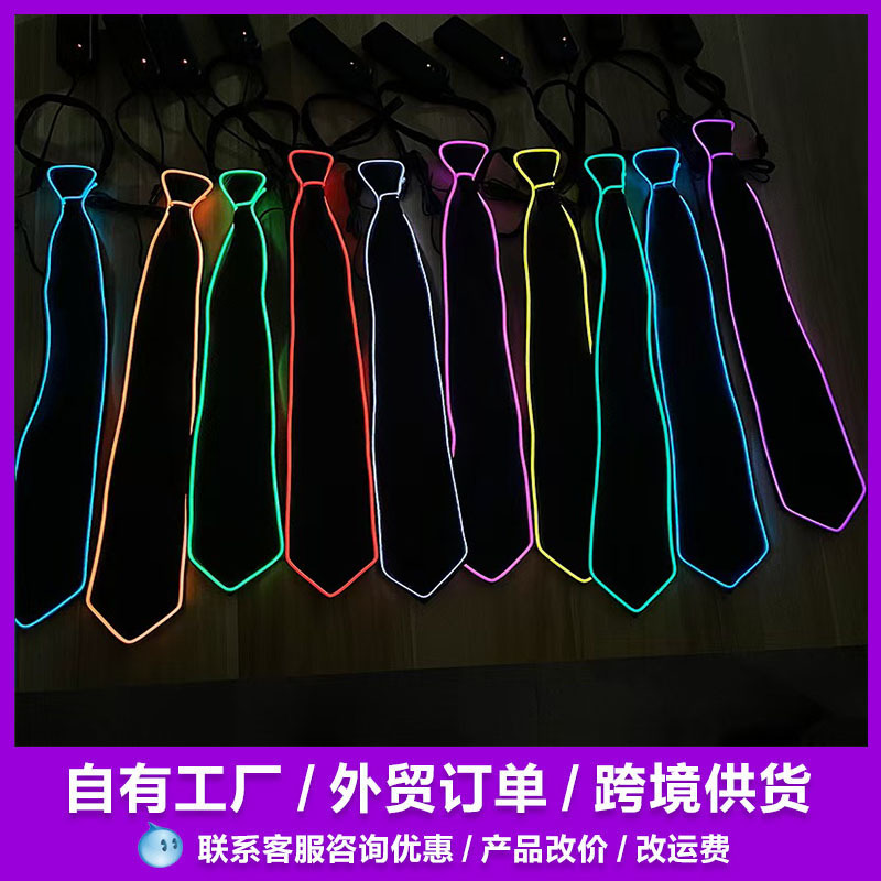 Fabricante al por mayor EL corbata luminosa nueva corbata creativa luminosa luz de noche bar ambiente accesorios accesorios corbata LED