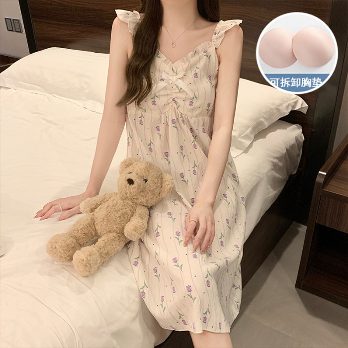 2025 nuevo HelloKitty nube pijama de algodón de mujer de verano es una linda pijama con cojín de pecho ropa para el hogar