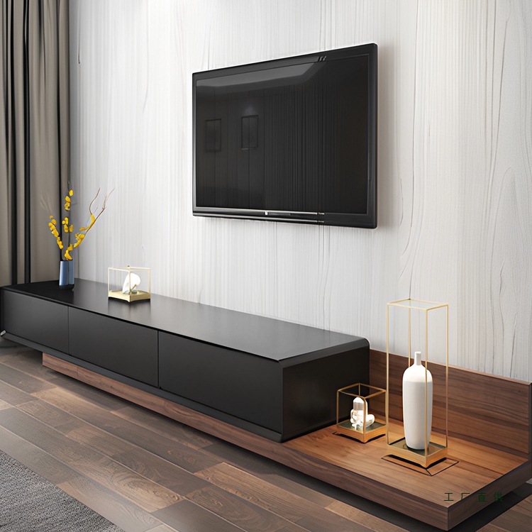 Scandinavian Retractable Floor-Standing Tv Cabinet Coffee Table Modern Simple Solid Wood Multi-Layer Living Room Floor Cabinet 2025 New Style