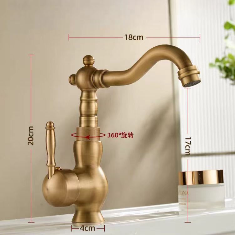 Copper antiguo grifo de agua caliente y fría estilo europeo lavabo de cocina grifo giratorio lavabo grifo retro lavabo