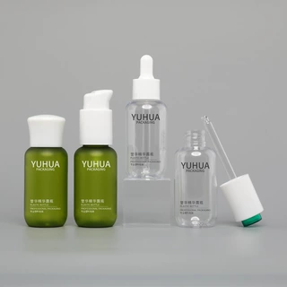 定制60ml塑料滴管瓶 按压精华液瓶PET乳液瓶拧盖圆肩护肤瓶子包材