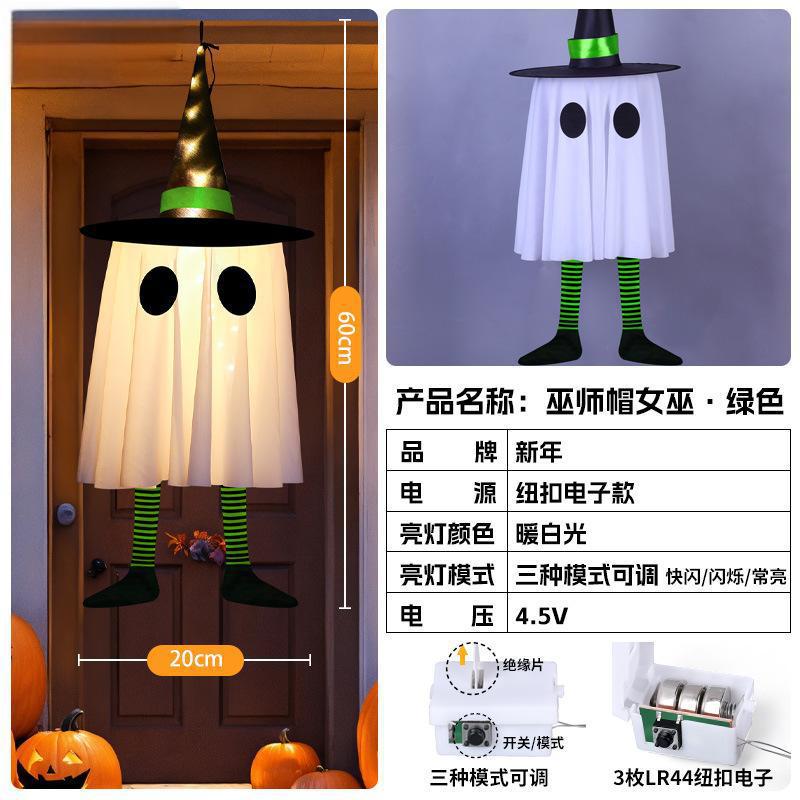 Halloween Sombrero de mago brillante bruja colgante fantasma colgante de linterna led festival de fantasmas decoración de atmósfera de terror colgante