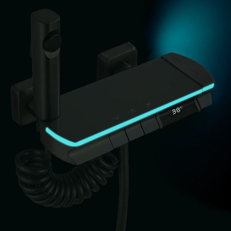 Pistola principal de cobre gris ducha baño simple ducha dividida traje inteligente temperatura constante pantalla digital boquilla de Ducha