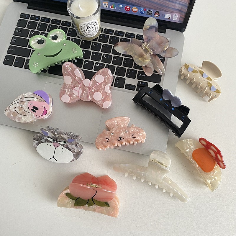 65g Weight Hair Claws Hair Accessories Type 1 Piece Quantity Simple Style Bow Knot Acetic Acid Sheets Printing Hair Claws