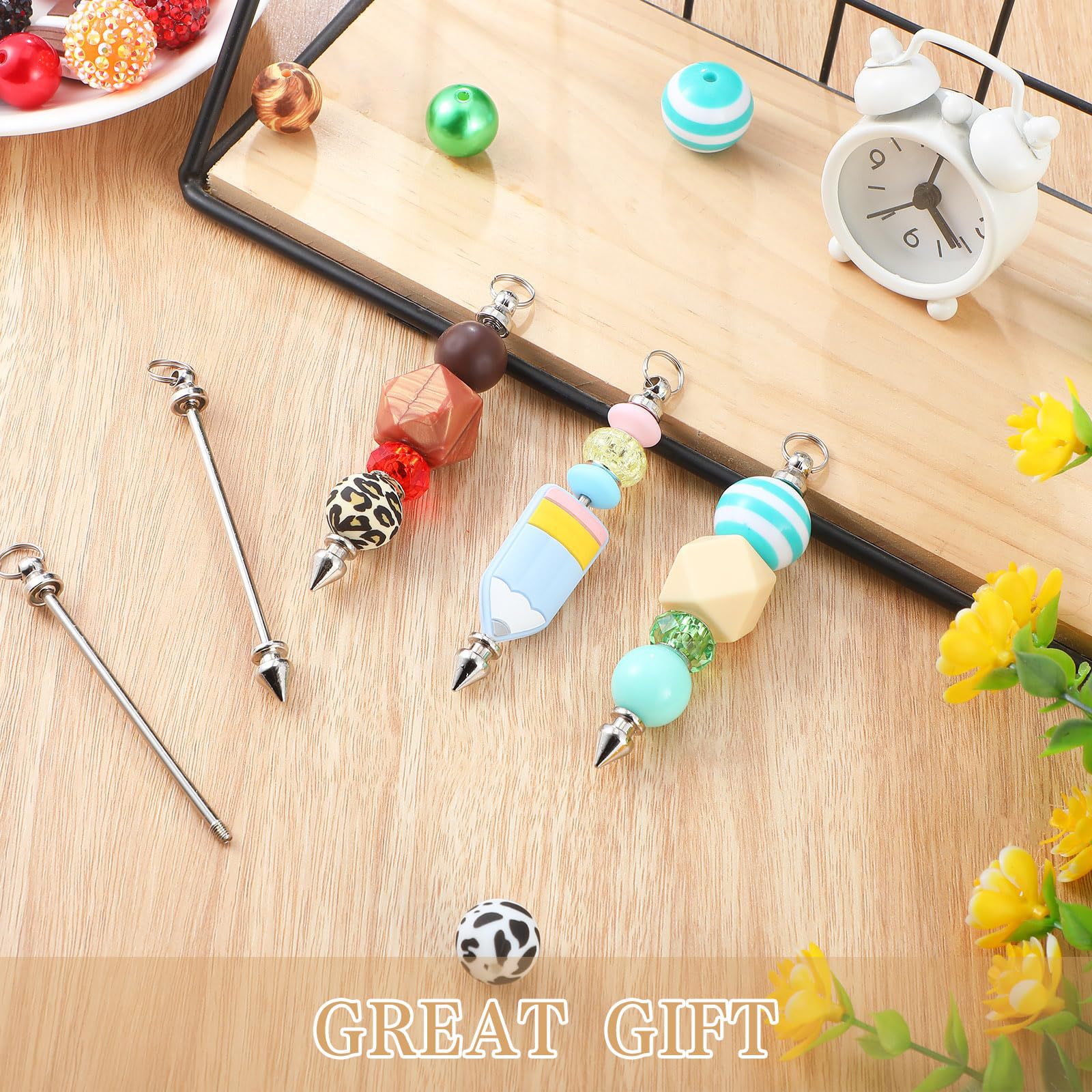 Cruz-Frontera de galvanoplastia metal multi-color Punta de bala remache de doble cabeza tornillo desmontable DIY con cuentas llavero colgante