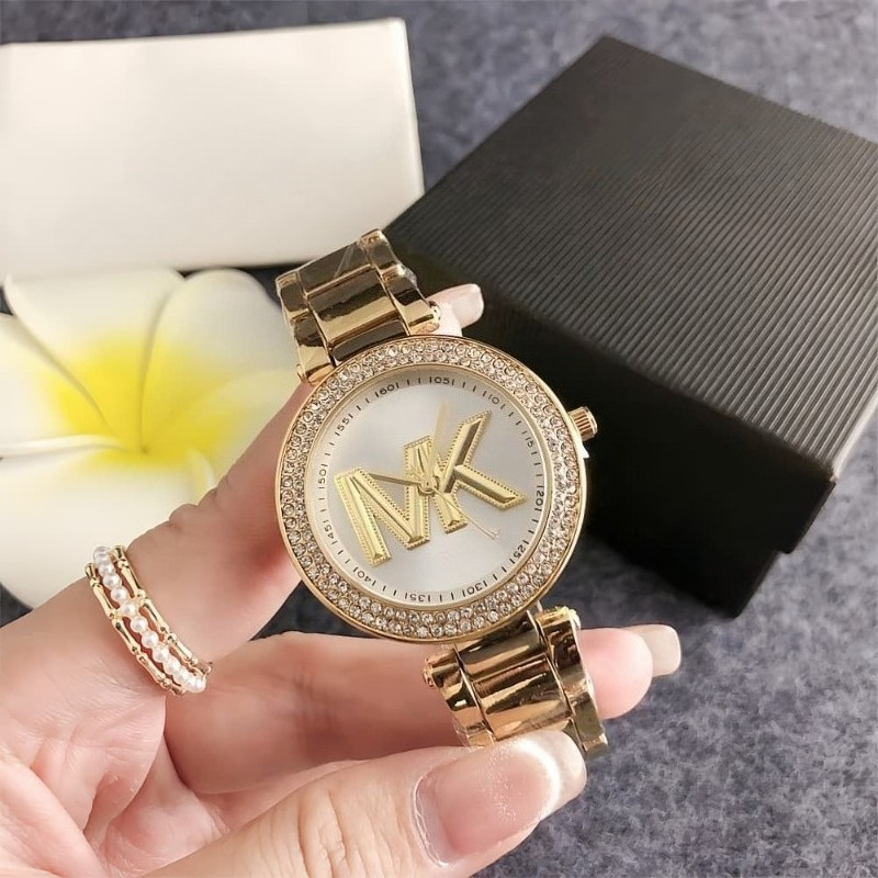 Hot-Selling Recommendation: Mk Genuine Women's Watch, Classic Large Dial, Steel Band Quartz Watch, Light Luxury Waterproof Couple's Watch
