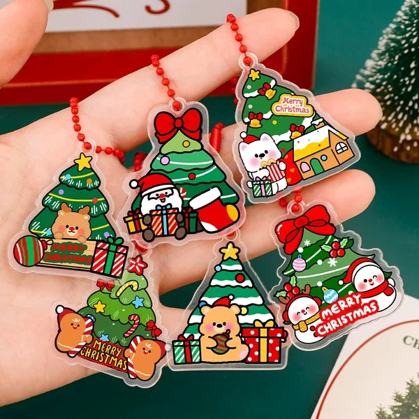 Cartoon Christmas tree keychain pendant, cute DIY bag charm for students, high-quality Christmas decoration, small gift