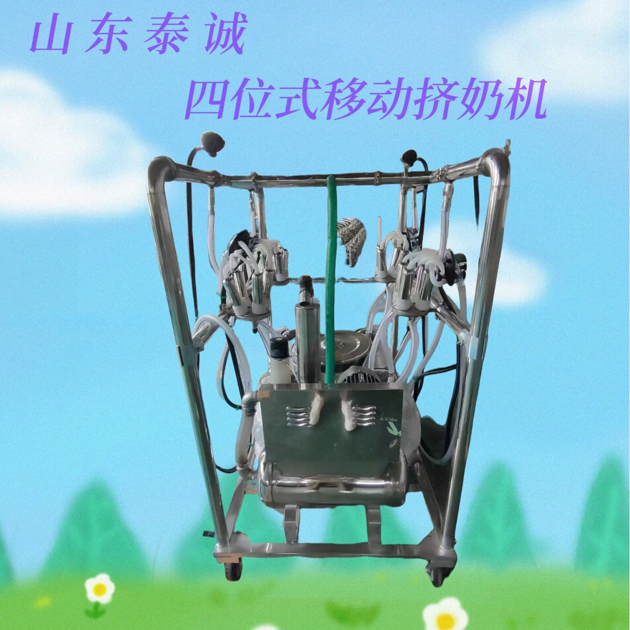 奶牛奶羊奶骆驼奶驴四位式挤奶机带清洗盘（本产品需详询后下单）