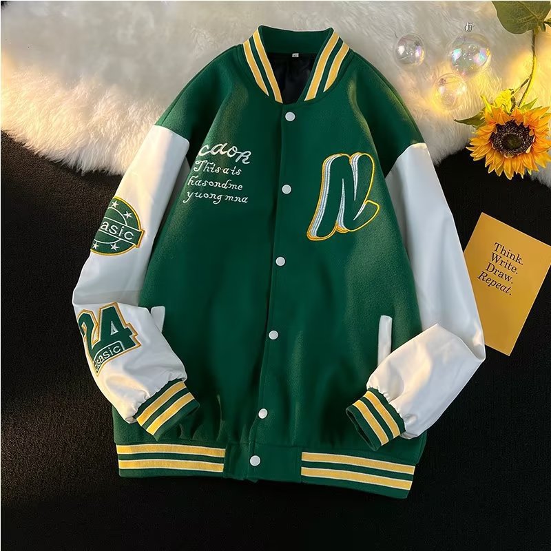 Men's Clothing Baseball jacket men's spring and autumn couples wear spring boys loose trendy insPU leather jacket_voghion.com