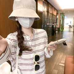 曾小咸 韩系条纹针织长袖t恤女早秋氛围感穿搭宽松罩衫小个子上衣