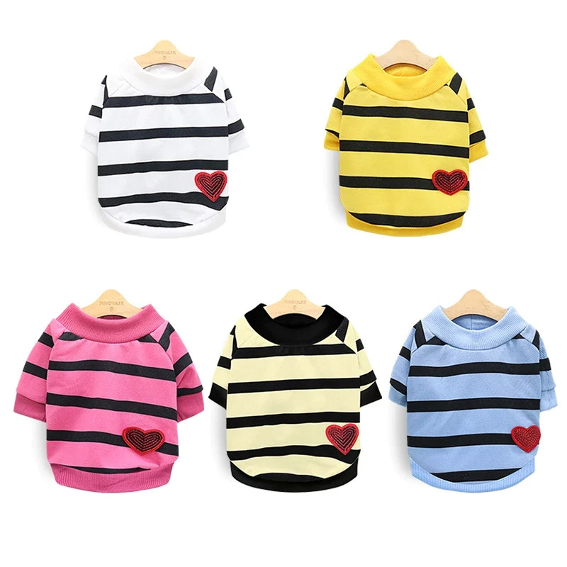 Pet clothes love stripes T -shirts spring and autumn fashion wearing…