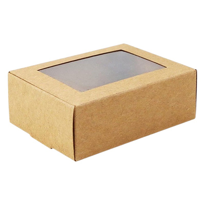 Caja de avión transfronteriza al por mayor caja de papel de ventana transparente caja de embalaje de joyería piel de vaca tarjeta blanca mini caja de embalaje de jabón hecha a mano