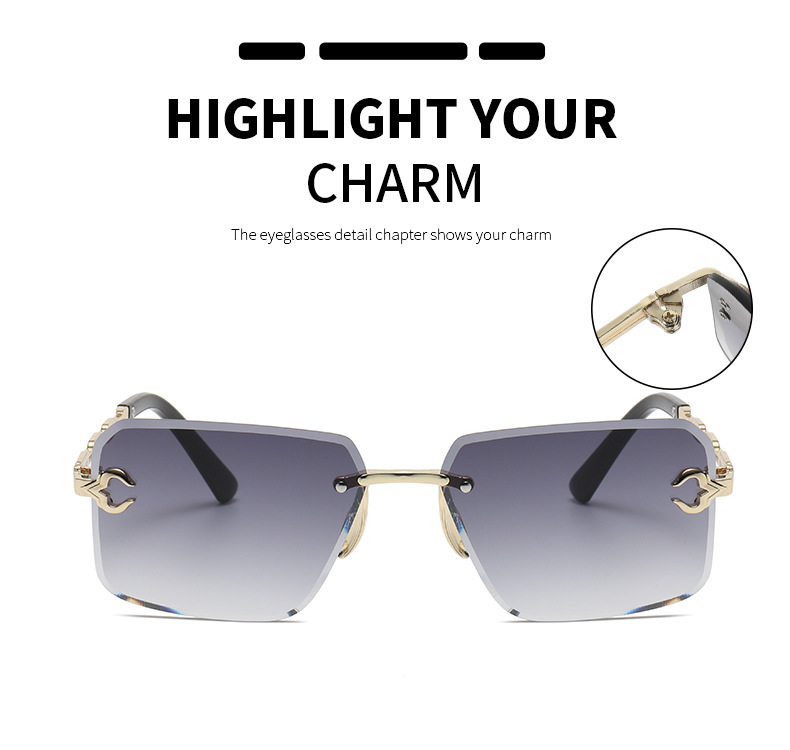 32g Weight Frameless Glasses Structure Sunglasses Classification PC, UV400 Protection Lens Material Square Glasses Style Travel Occasion Solid Color Pattern Women'S Gender Fashion Style Fashion Solid Color PC UV400 Protection Square Frameless Women's Sunglasses 3
