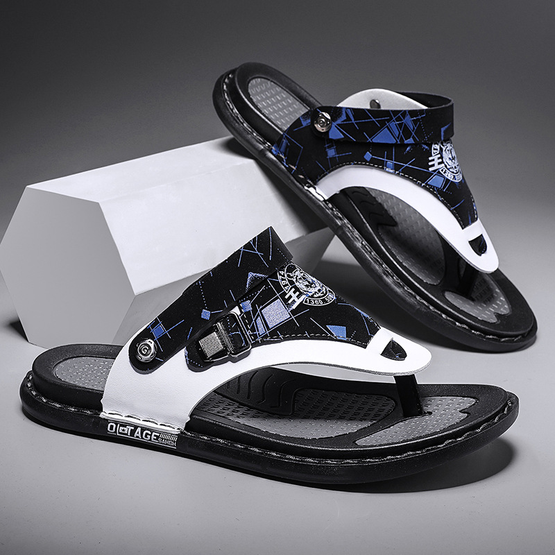2023 Chinelos Masculinos Tendência de Verão Casacos Antiderrapantes Resistente ao Desgaste Sola Macia Chinelos Masculinos Praia Ao Ar Livre Sandálias de Dupla Utilização_voghion.com