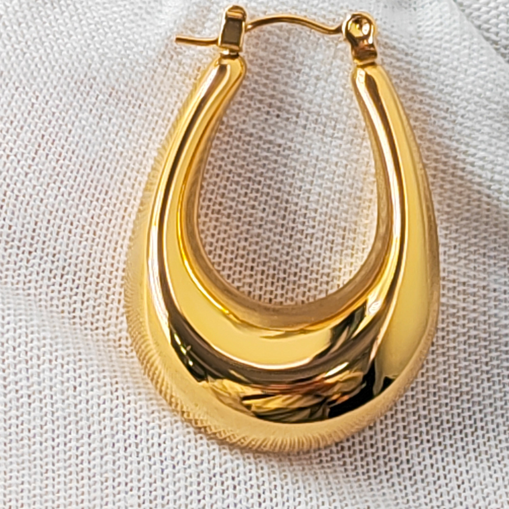 304 Stainless Steel Material U Shape Pattern All Seasons Season Punk U Shape Plating 304 Stainless Steel 18K Gold Plating In Furnace Stainless Steel Earrings