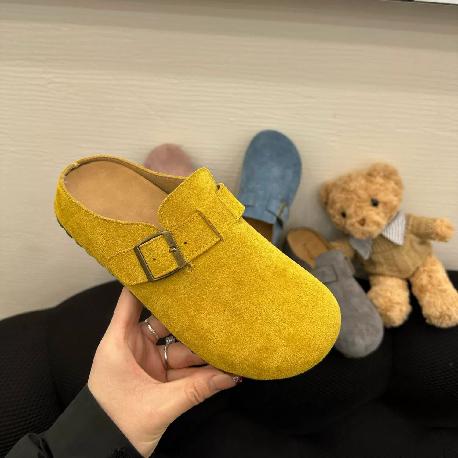 Ретро Баотоу Полутолщенные женские туфли на улице Birkenn удобные ленивые туфли с толстой подошвой увеличены внутренние тапочки 2024 осень новая