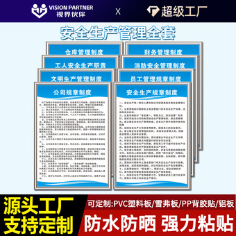 安全生产检查管理制度牌工厂车间仓库公司规章kt板消防上墙标牌