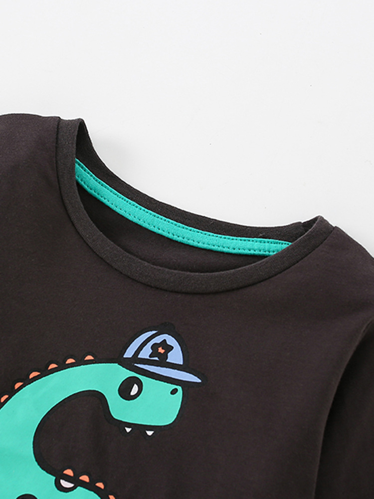 Malwee camiseta de niño otoño nuevo estilo europeo y americano impresión casual de cuello redondo de manga larga camiseta de base para niños