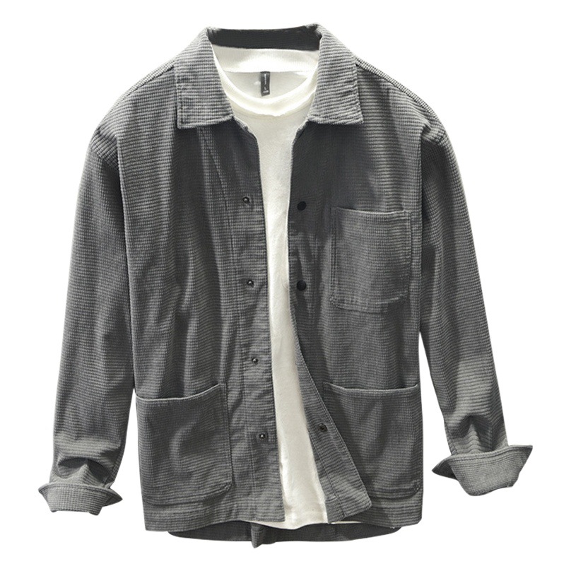 Z164 otoño e invierno nuevo retro japonés de manga larga casual solapa camisa abrigo entrega de una sola pieza