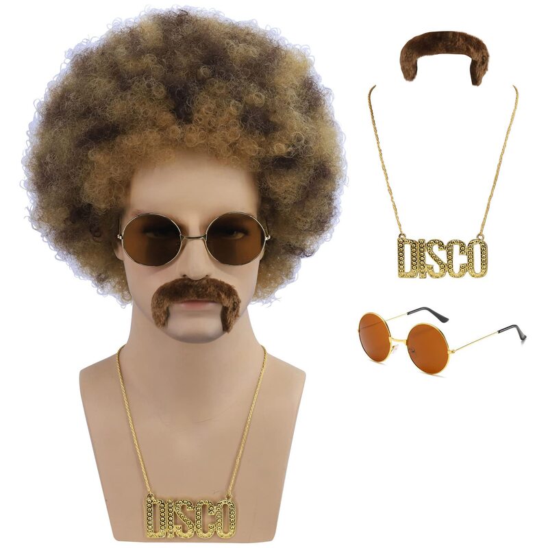 Party Beard suit glasses props DISCO necklace performance Rock African wig glasses hippie DISCO