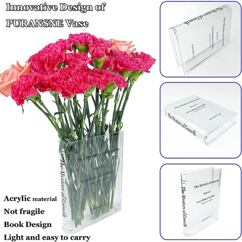 Amazon Nordic Acrylic Book Vase Simple Living Room Flower Arrangement Water Bed and Breakfast Decorative Ornaments