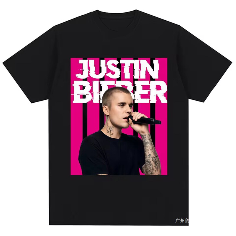 Justin Bieber Concert Print T-Shirt for Men and Women, Fashionable Retro Hip-Hop Music T-Shirt, Oversized Summer Style Justin Bieber Concert Print T-Shirt for Men and Women, Fashionable Retro Hip-Hop Music T-Shirt, Oversized Summer Style