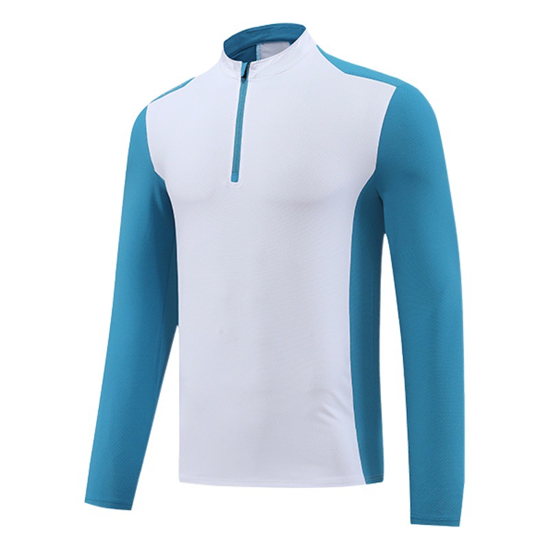Camiseta deportiva de primavera para hombre, de secado rápido, con cuello alto, media cremallera, para entrenamiento físico, para comercio exterior transfronterizo en Amazon