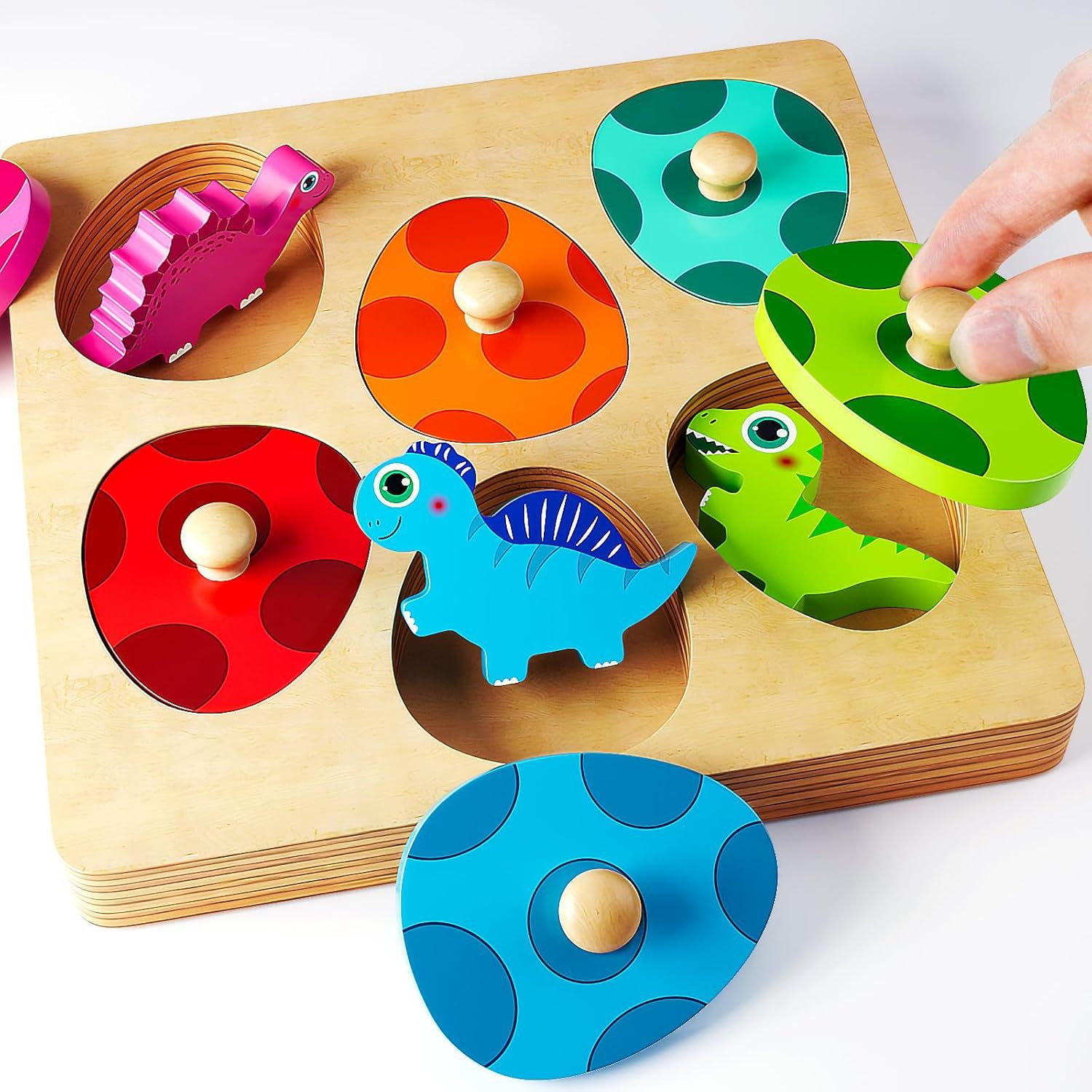 Weiwei Tiger Wood juega con el rompecabezas de huevos de dinosaurio para niños 3 ~ Juguetes educativos interactivos para padres e hijos con tabla de agarre tridimensional de educación temprana de 6 años