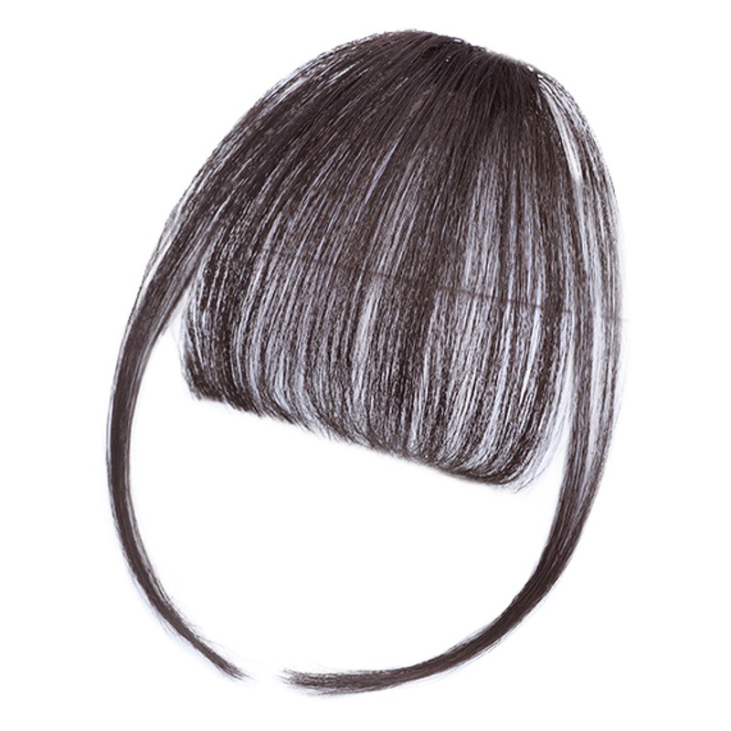 Peluca con flequillo de aire para mujer, cabello natural para la frente, flequillo completo, pieza de peluca, reducción de edad, flequillo de pelo artificial, pieza de cabello de verano