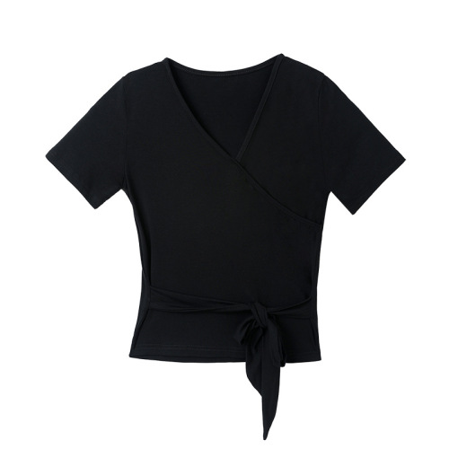 Latin dance practice clothes short-sleeved women's adult summer new national standard modern social modern dance modal top