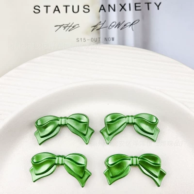 Zərgərlik ara hissələri: Pearl Streamer Bow Separated Beads - 11-bright-green-bow-large-size-1836mm-hole-approximately-17mm-about-340-pieces-per-pound