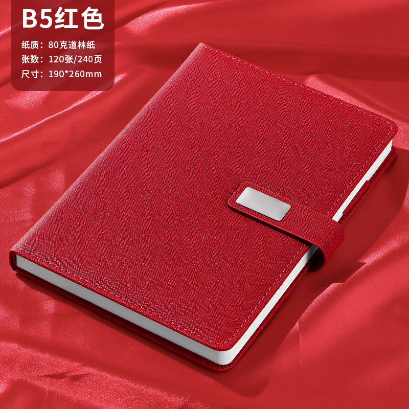 B5-red-240페이지(광택 자석 버클 + 펜 삽입)