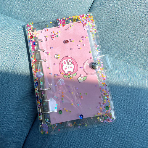 A6 color quicksand shell sequins PVC binder photo album clip celebrity photo card collection storage booklet hand ledger