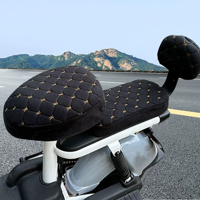 Emma Electric Bicycle Universal Cushion | Electric car cushion - black-round-head-front-seat-cover-rear-seat-cover-backrest-cover